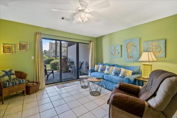 Brightly decorated living room