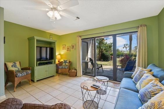 Brightly decorated living room