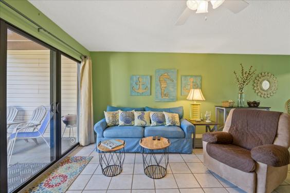 Brightly decorated living room