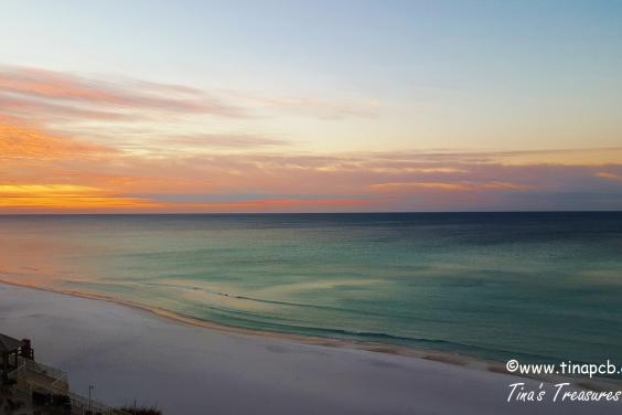 View from our 801 sq ft wraparound balcony at sunrise of the Gulf of Mexico