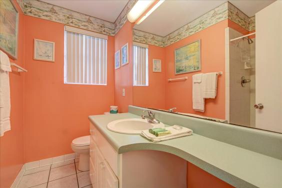 Brightly decorated bathroom #1