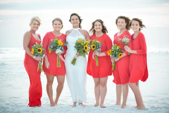 Beautiful bride with her bridal party