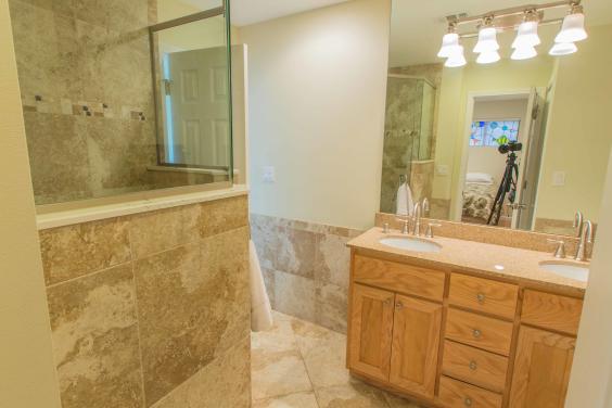 Double His /Hers Granite/walk in Glass Tile Shower