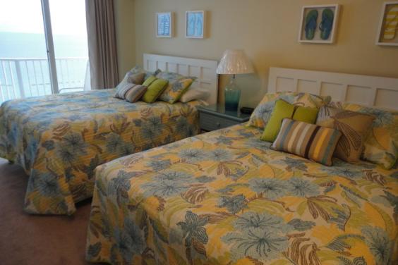 2nd Bedroom with 2 Queen beds and balcony overlooking Gulf