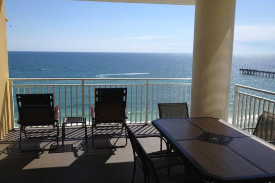 Large corner balcony with westerly views & gorgeous views of the gulf