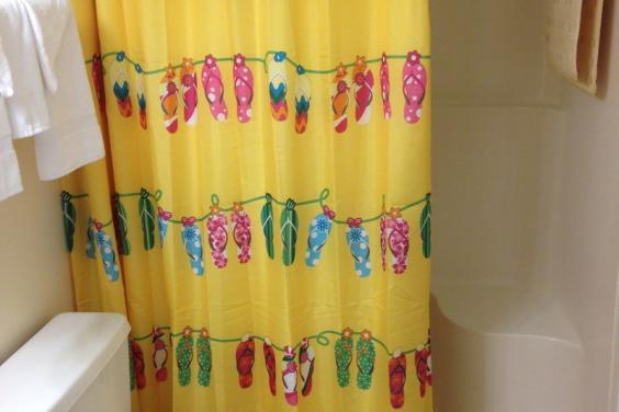 LOVE MY FLIP FLOP SHOWER CURTAIN IN FLIP FLOPS ON THE MOON! FUN!
