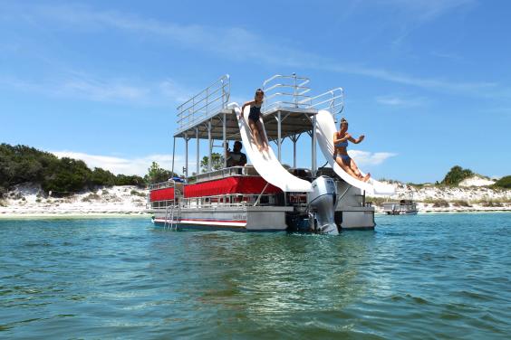 Double Decker Pontoon Boat Rentals with a Slide