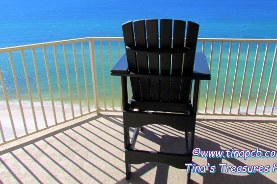 View from our Bar-height Beach Captain Chair on our wrap around balcony overlooking the beach & Gulf