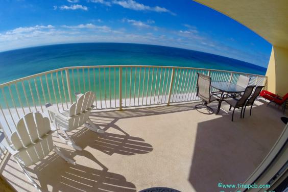View looking east at Gulf of Mexico from our xlarge 719 sq wrap around balcony