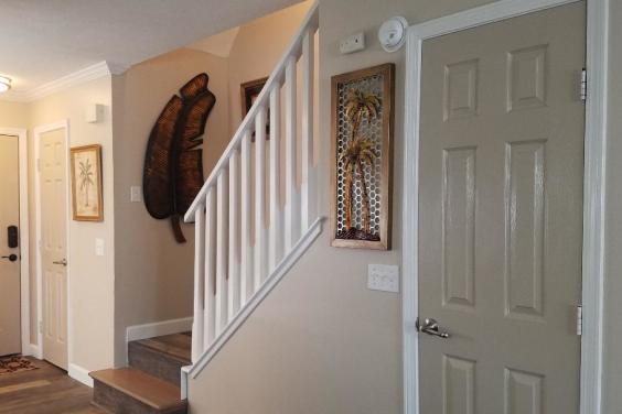 downstairs