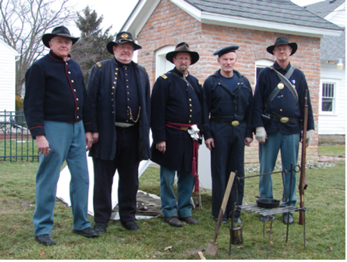 Civil War uniforms - the slouch hats indicate that theses soldiers were from the west, in difference to the eastern soldiers who wore kepis.