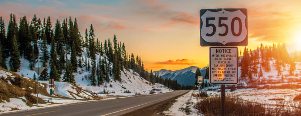Million Dollar Highway 550 Route Sign