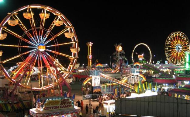 Ferris wheels and carnival rides at the South Texas State Fair