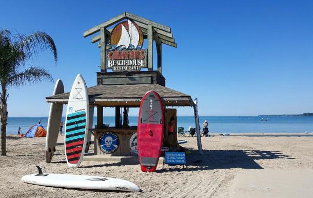 paddle boards on Port Dover Beach