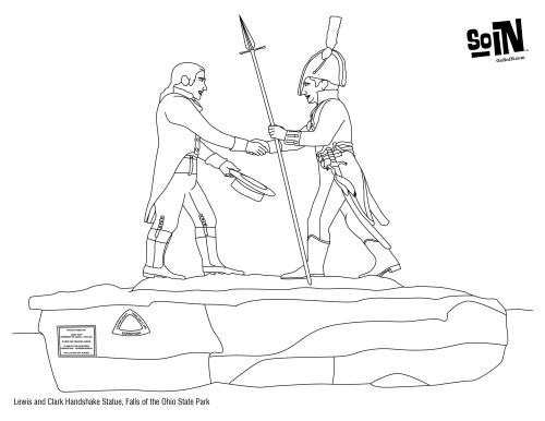 Lewis and Clark Handshake Coloring Page