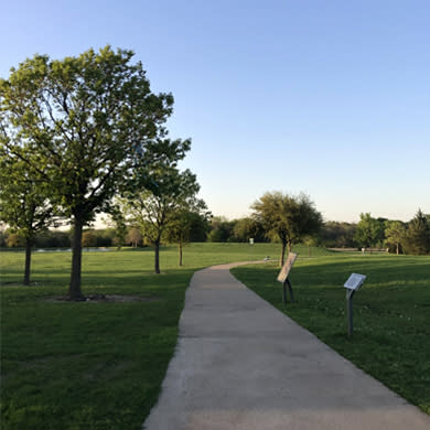 Trail at Frisco Commons with history marker