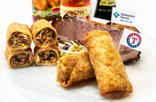 Photo of brisket eggrolls, new food at Globe Life Field