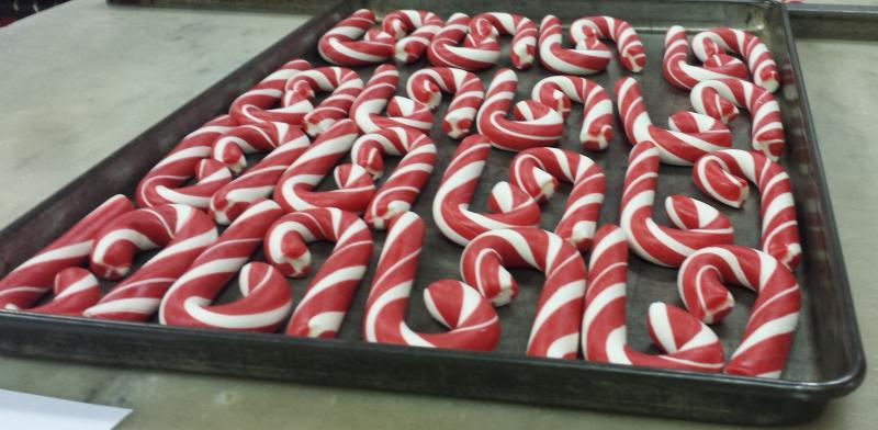 Candy Canes are made by hand each week in November and December at the Martinsville Candy Kitchen.