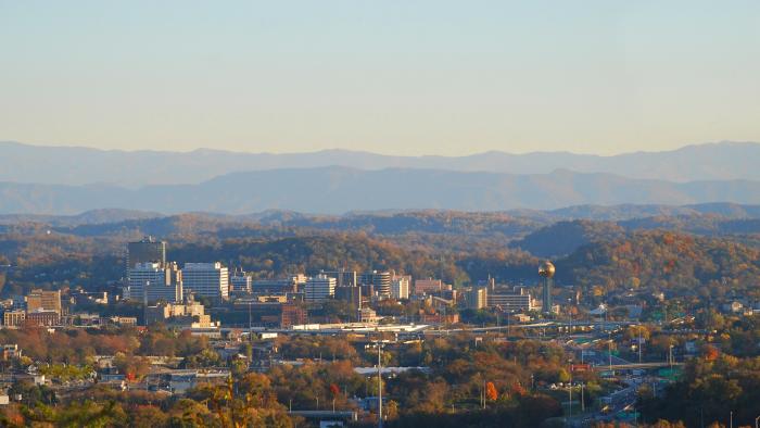 Knoxville Skyline during the Fall from Sharps Ridge Memorial Park