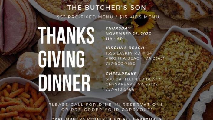 Thanksgiving Dinner At The Butcher S Son Chesapeake