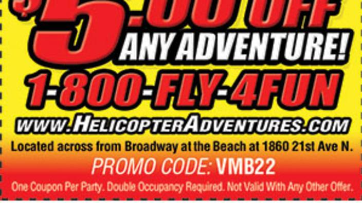 Helicopter Adventures - $5 Off Any Adventure | Myrtle Beach, SC