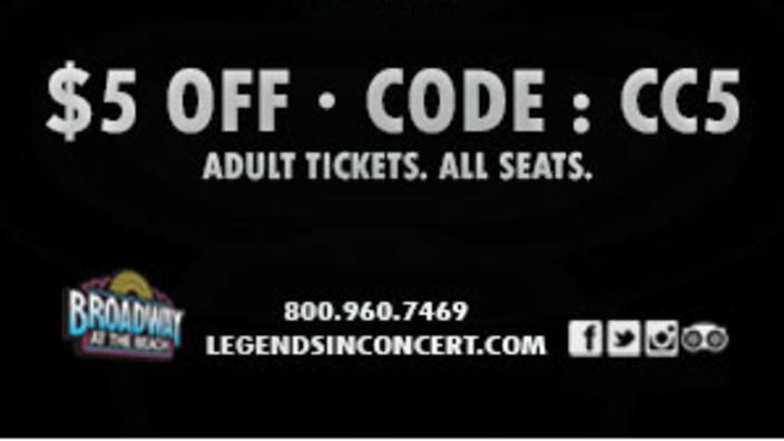 Legends in Concert - $5 Off Adult Tickets. All Seats ...