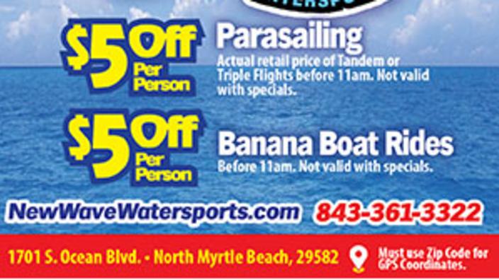 New Wave Watersports - $5 Off Parasailing & Banana Boat Rides ...
