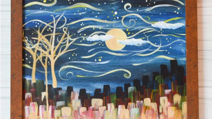 Studio 614 Starry Night Landscape Painting 4 28 20 7 28 20