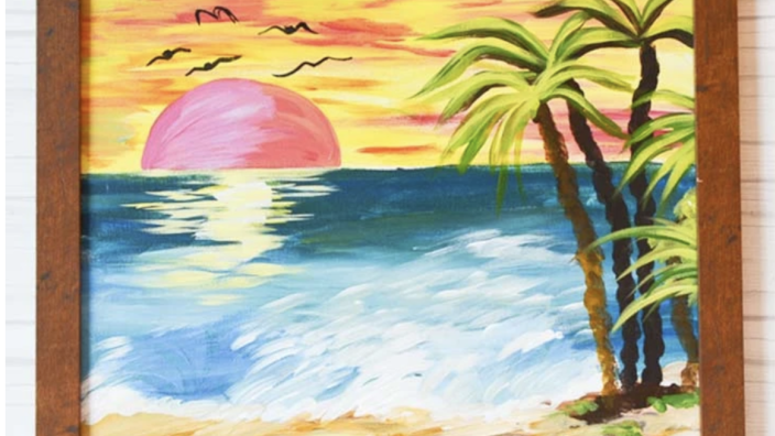 Studio 614 Sunset On The Beach Painting 4 28 20 7 28 20
