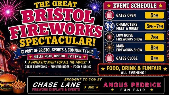 The Great Bristol Fireworks Spectacular 2026 at The Port of Bristol Community Hub