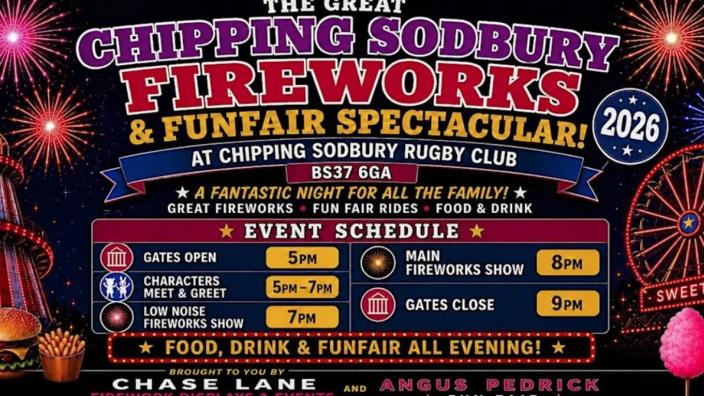 The Great Chipping Sodbury Fireworks & Funfair Spectacular 2026 at Chipping Sodbury Town Football Club