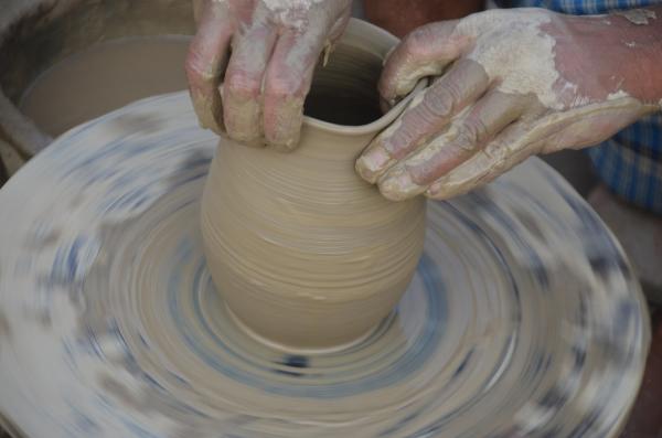 Potters wheel in a ceramic studio.