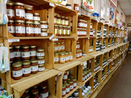 Local products on shelves at McCutcheons