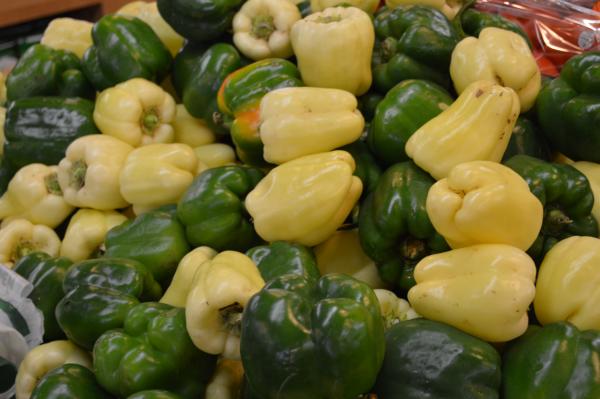 Green and yellow peppers from Huber's Orchard
