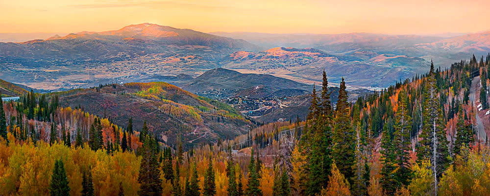 Picturesque view overlooking Park City in the fall months