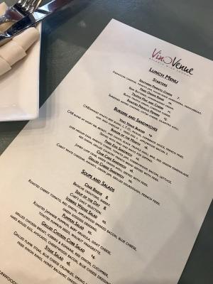 Vino Venue Lunch Menu