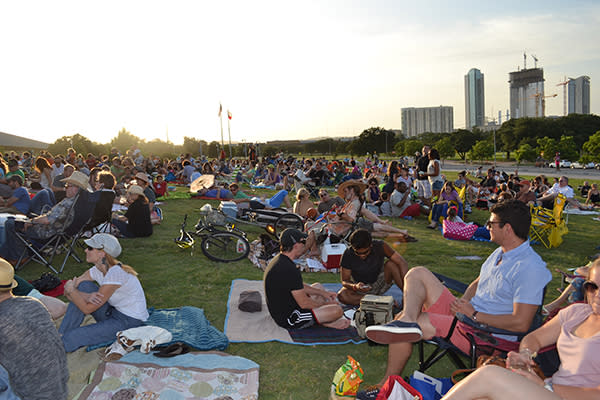 Spectators enjoy Symphony Concerts in the Park as the sun goes down