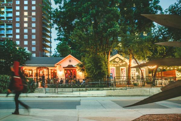 The Blackheart and Parlor Room on Rainey Street at Twilight