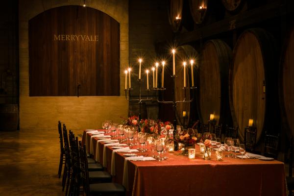 Dinner in the Barrell Room at Merryvale Vineyards