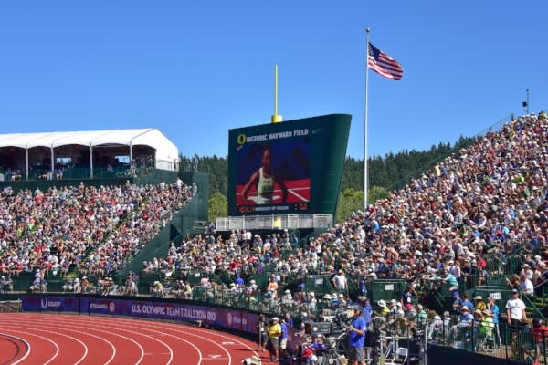 Hayward Field During Olympic Trails by Dave Thomas
