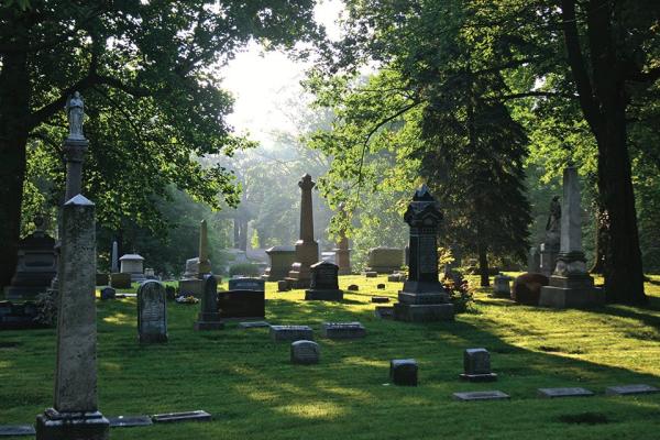 Woodland Cemetery and Arboretum Headstones And Trees