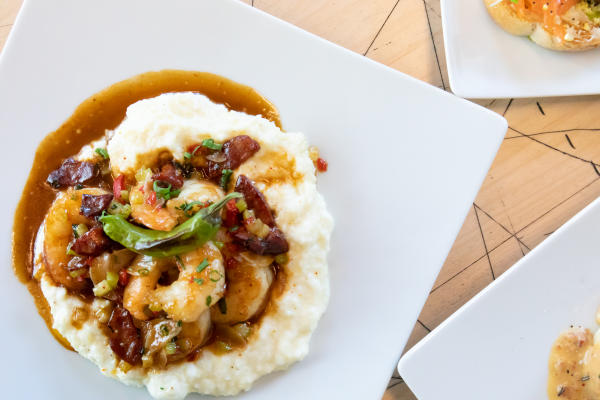 Hen Quarter Shrimp and Grits entree