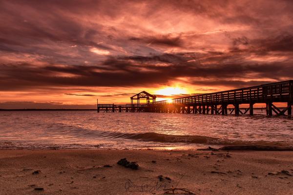 Sunset view of the fishing peer at Leesylvania State Park