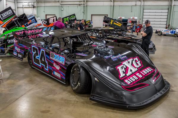 Race cars on display at the York Expo Center
