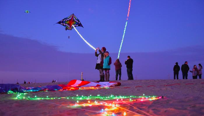 kites with lights