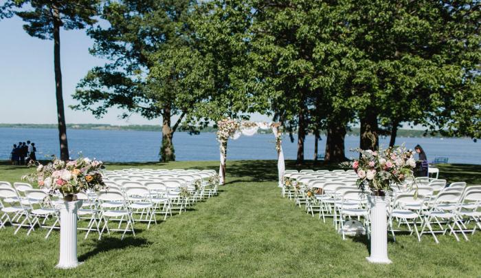 Outdoor area set up for a wedding Outdoor area set up for a wedding