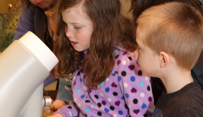 Albany Pine Bush kids with microscope Albany Pine Bush kids with microscope