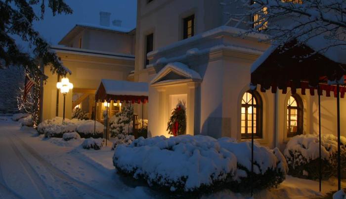 Exterior of Geneva on the Lake snowed in during the wintertime Exterior of Geneva on the Lake snowed in during the wintertime