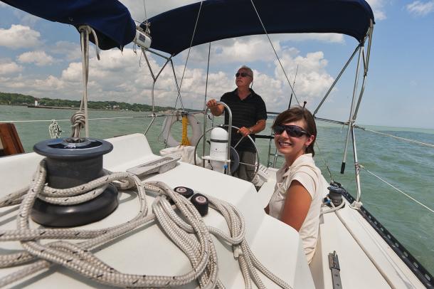 2 people Boating Lake Erie