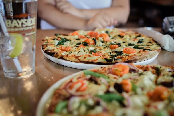 pizza on a table